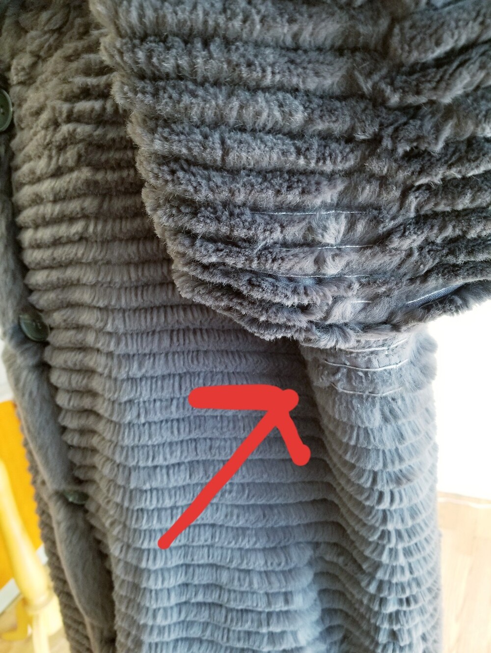 Reversible Rabbit Fur Coat With Hood in Gray - Picture 9 of 12